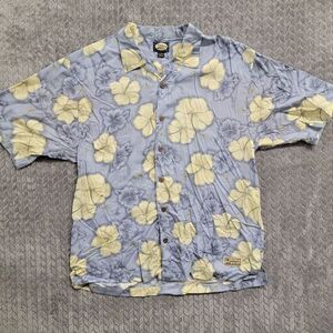 Vintage Tommy Bahama Floral Hawaiian Shirt Size L‎ 100% Rayon Short Sleeve Aloha
